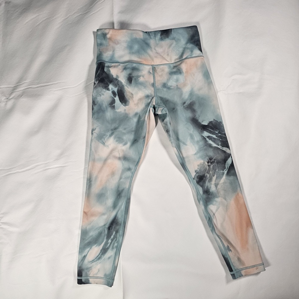 Athleta Elation Printed 7/8 Leggings Womens Small Blue Pink Yoga Pants - Picture 2 of 12